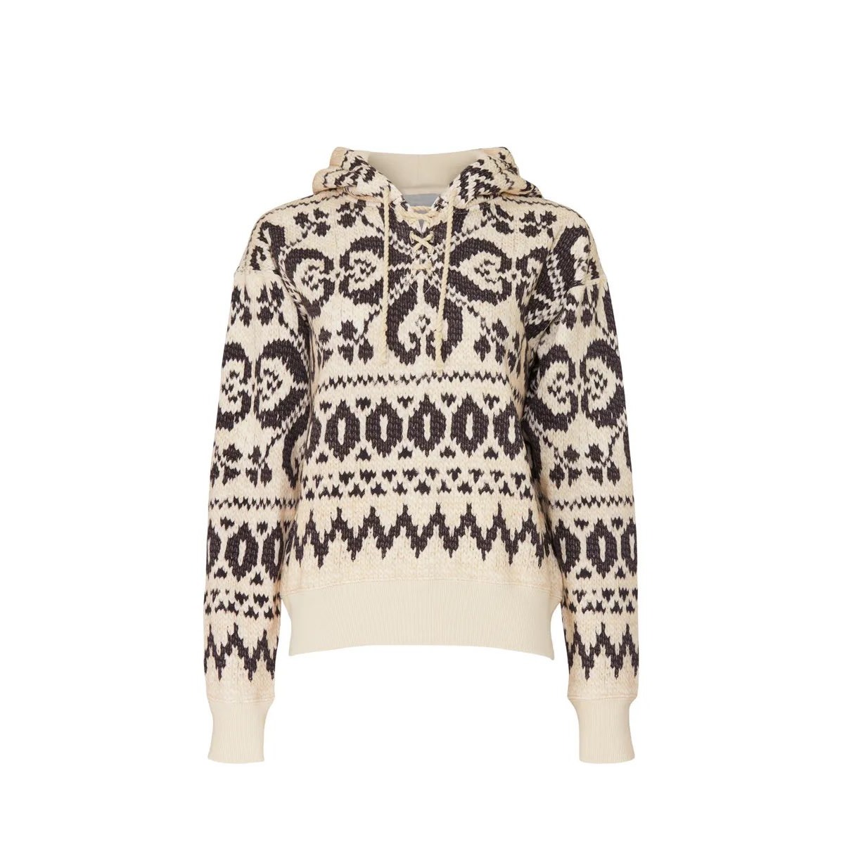 Polo By Ralph Lauren Cream And Black Fair Isle Knit Hoodie